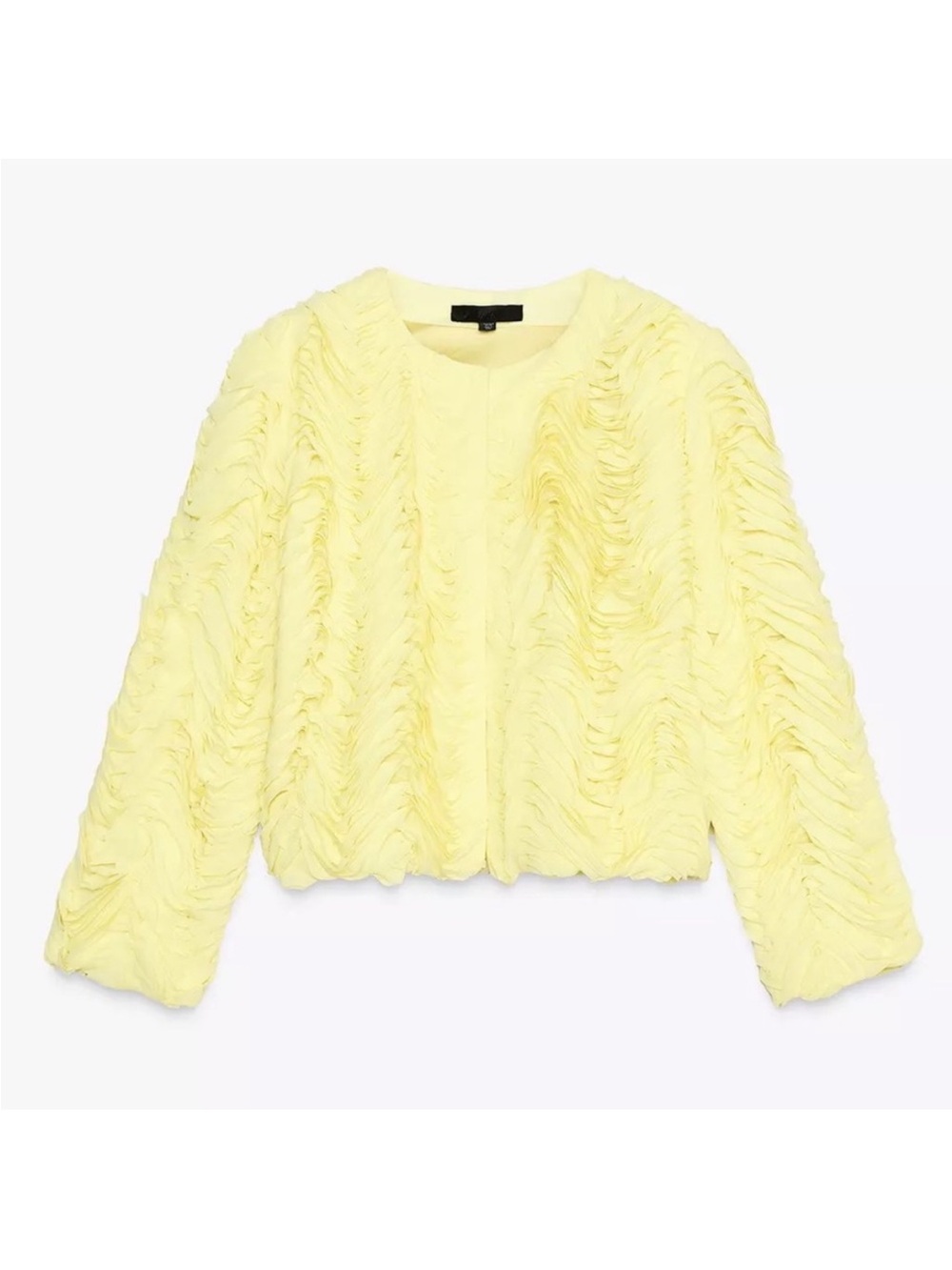 Zara Yellow Textured Women's Jacket - Lightweight Fashion Coat - Picture 4 of 5